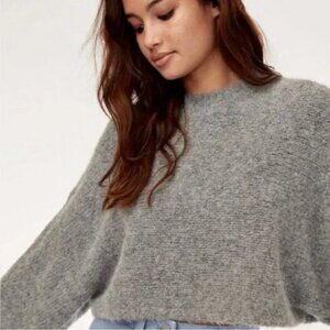 WILFRED FREE GRAY CROP PULLOVER OVERSIZED SWEATER SIZE XXS 36% ALPACA 14% WOOL